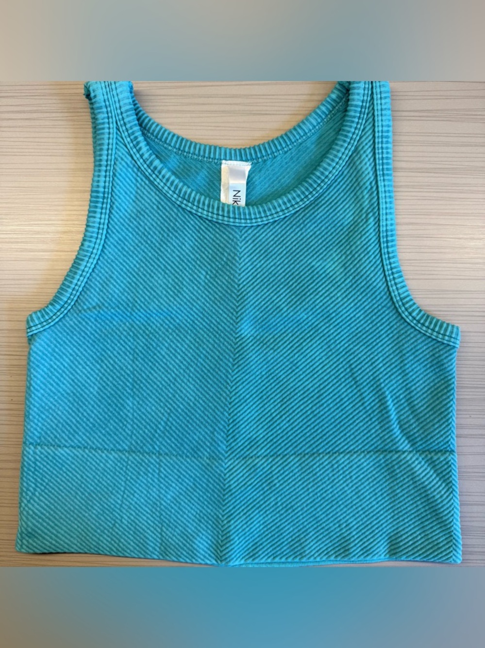 Nikibiki Ribbed Cropped Tank Top - Turquoise Blue